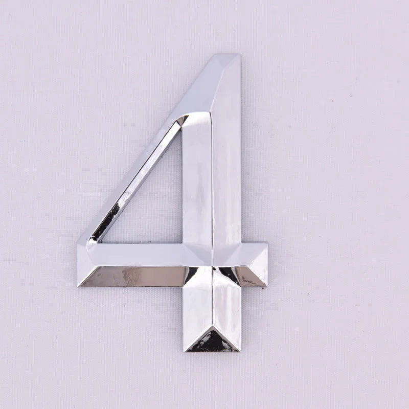 Self-Adhesive Chrome House Door Number Sign Sticker 7x4.5cm