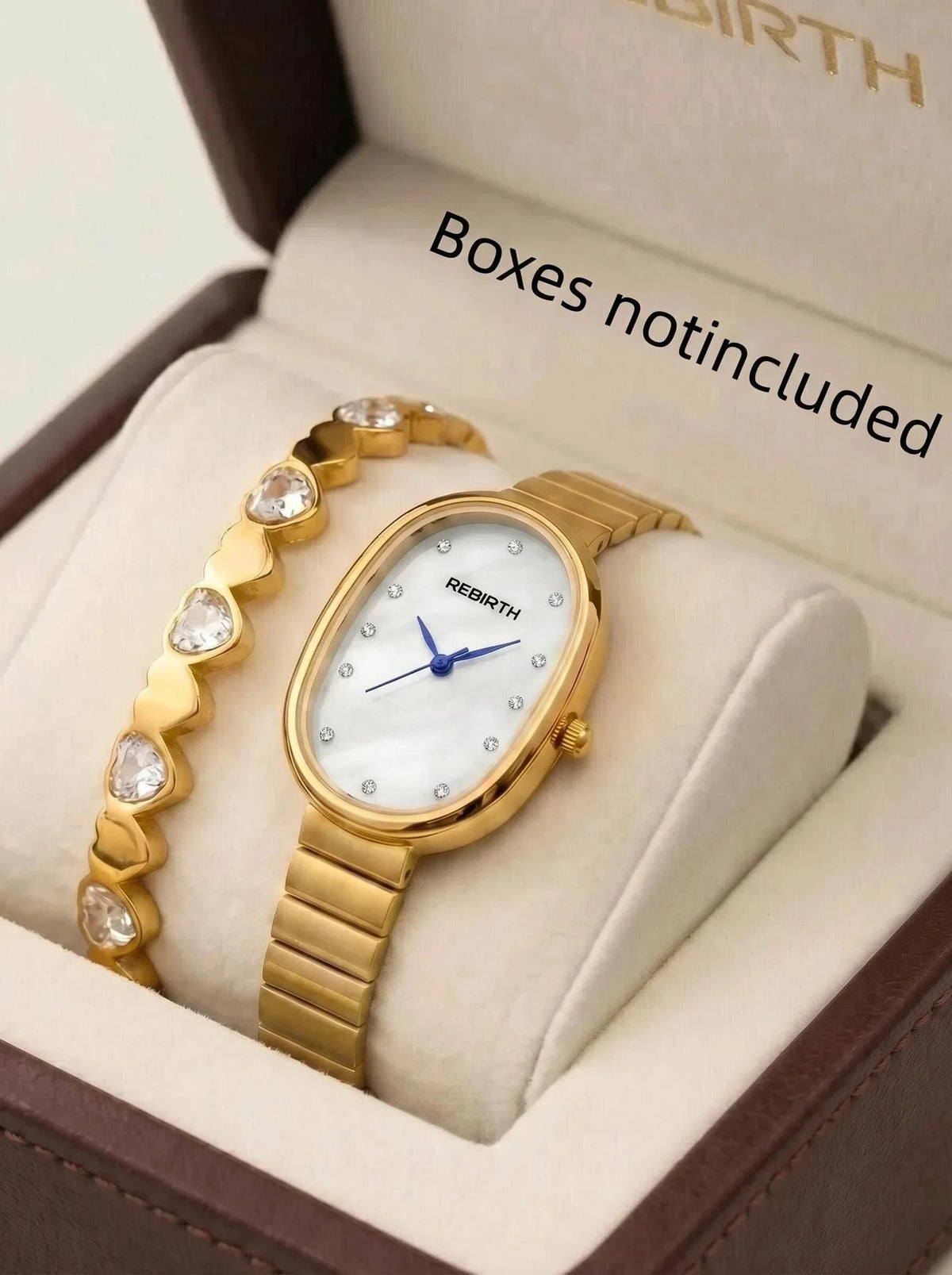 Women's Gold Watch & Bracelet Set – 2-Piece Quartz Fashion