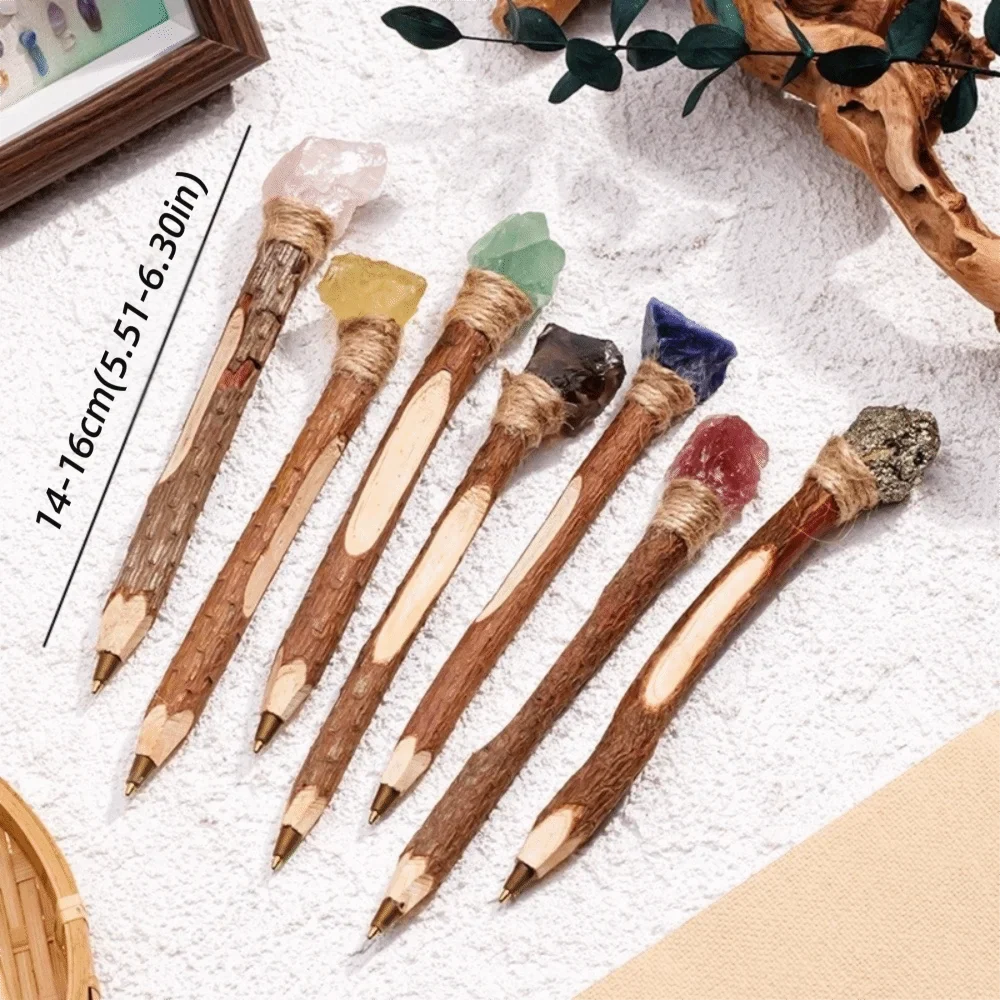 Handmade Natural Crystal Ballpoint Pen – Wooden Wand Writing Pen