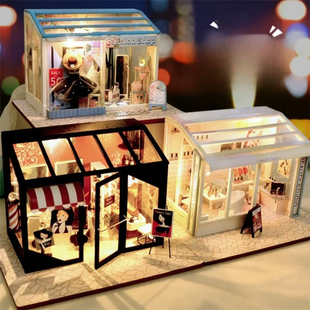 Japanese Sushi Shop Wood Miniature House DIY Kit with Lights