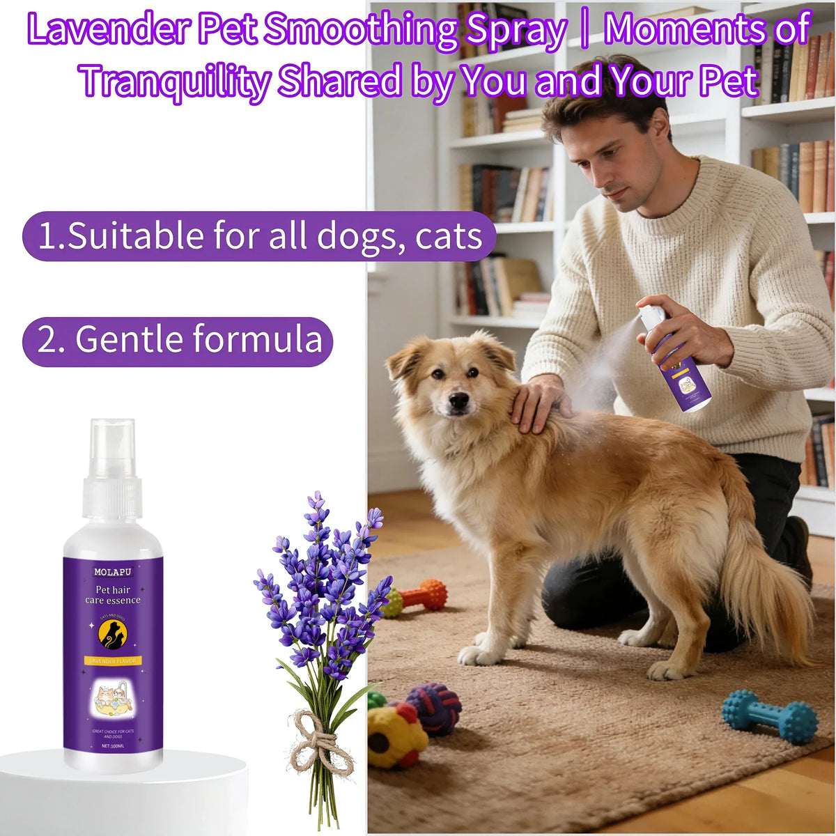 Pet No-Rinse Detangling Spray for Cats & Dogs – 100ml