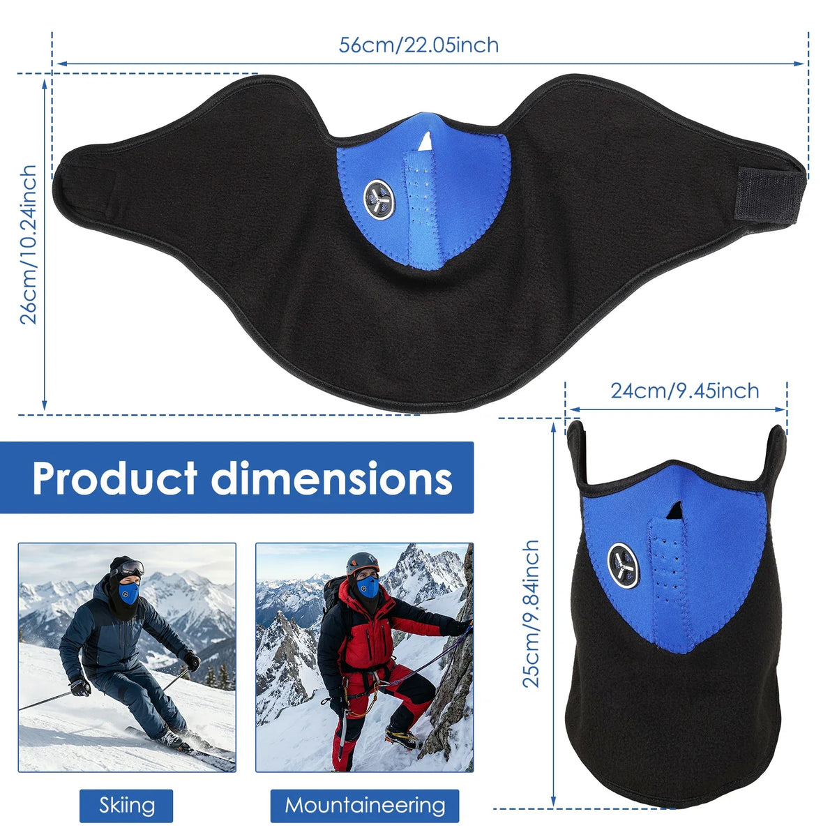 Windproof Cycling Face Mask with Breathing Valve & Neck Gaiter