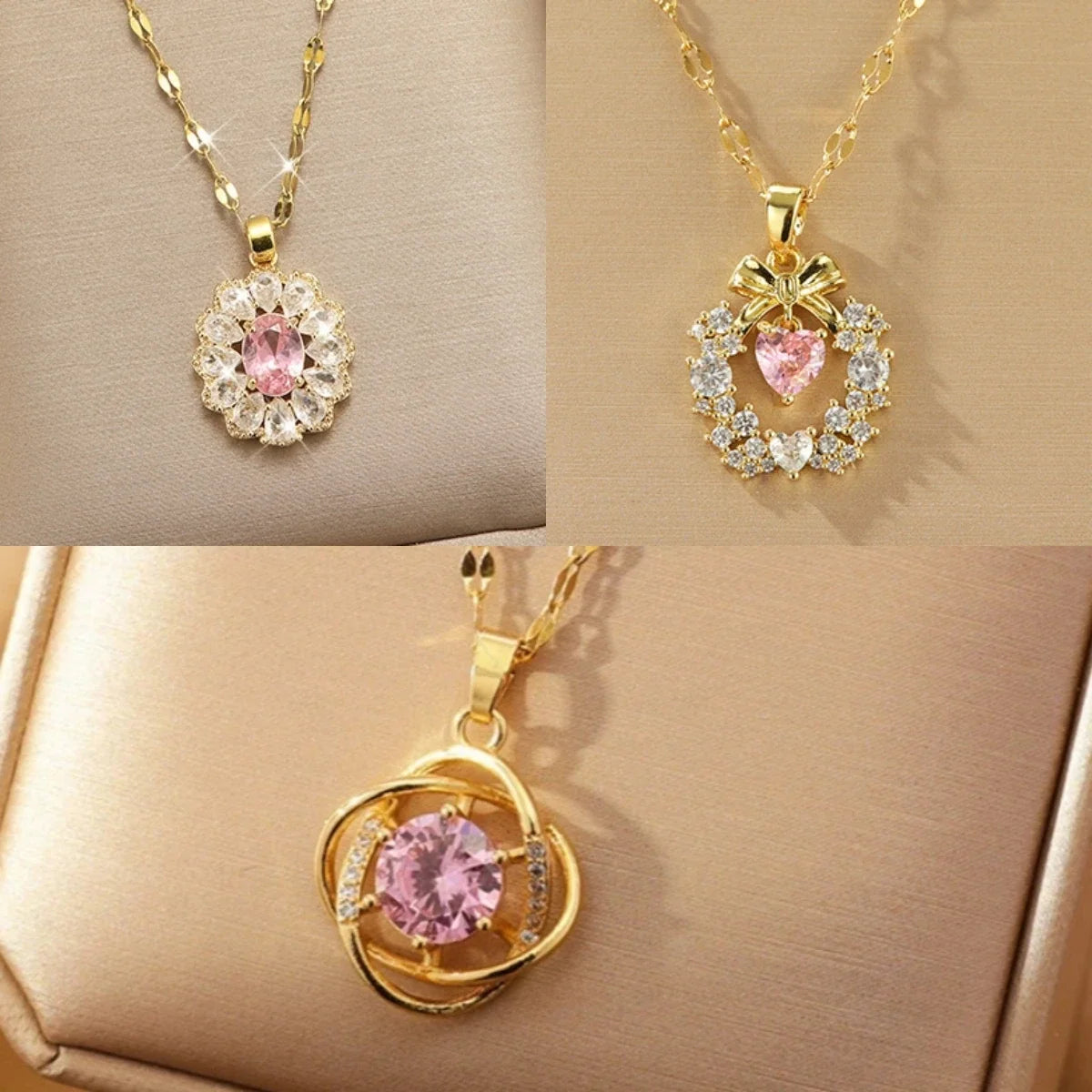 Women's Gold Flower Pendant Necklace | Stainless Steel Chain