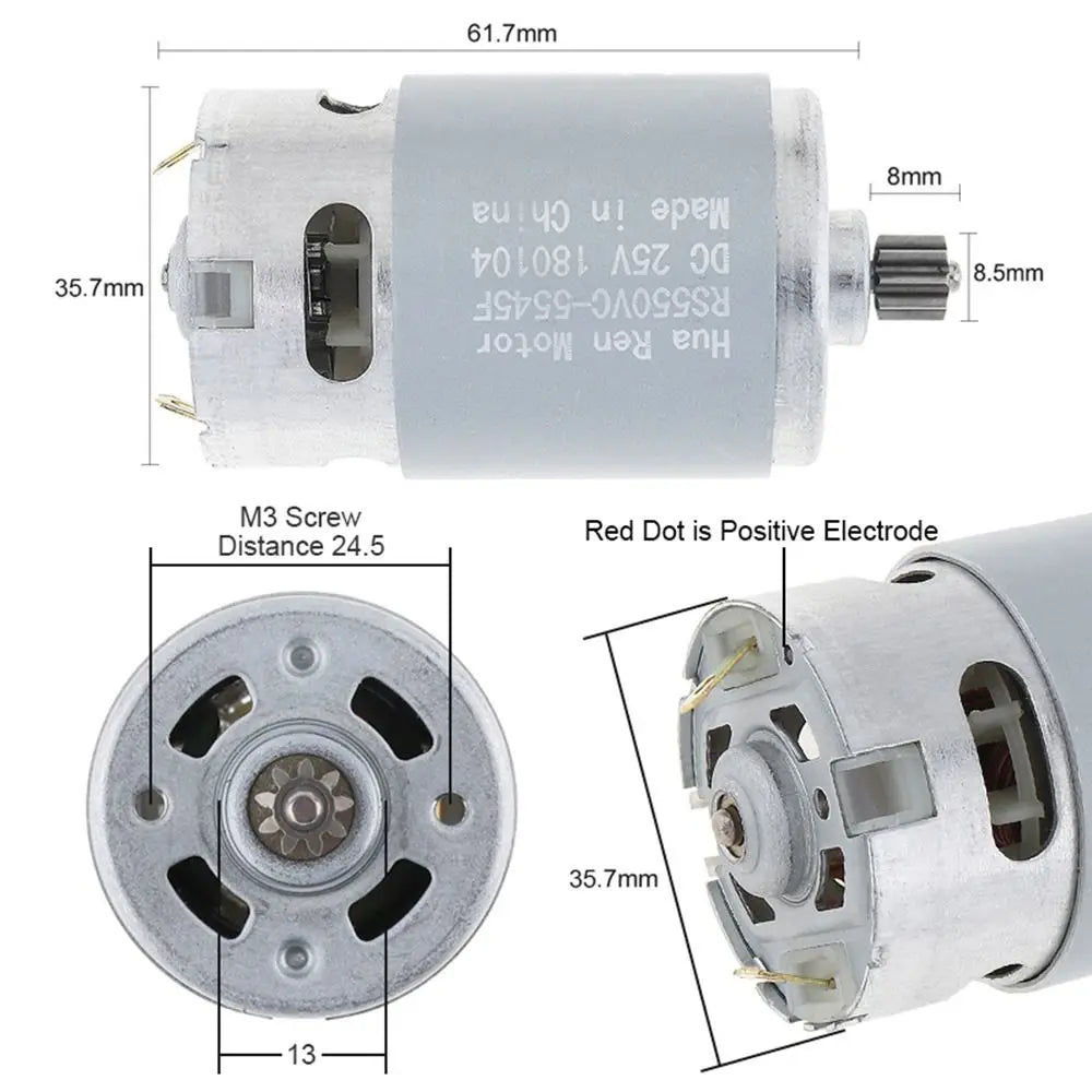 RS550 DC Motor for Cordless Drill & Reciprocating Saw 10.8–25V