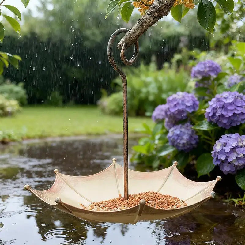 Heavy Duty Iron Hanging Bird Feeder with Large Tray
