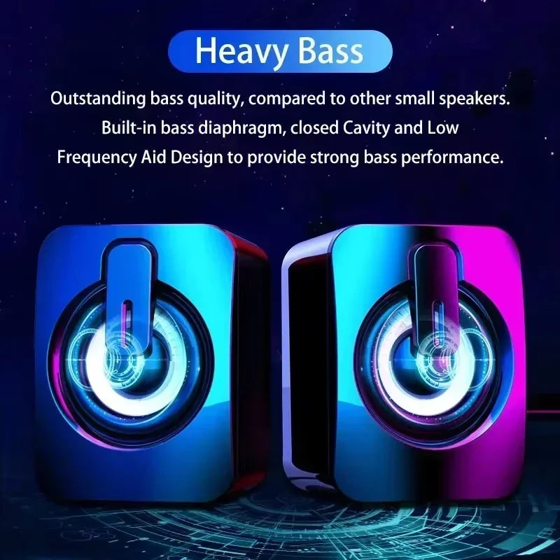 NOCCLILI USB Computer Speakers HIFI Stereo Subwoofer LED & Mic