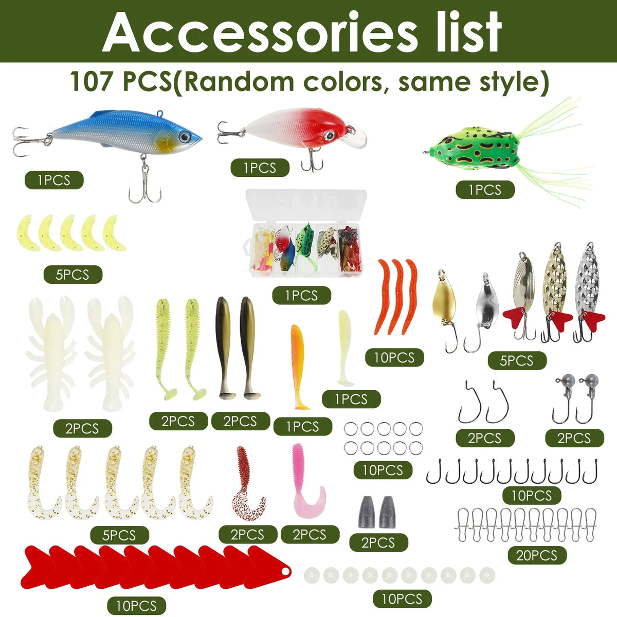 Mixed Fishing Lure Kit Set with Storage Box – 102 to 302 Pcs