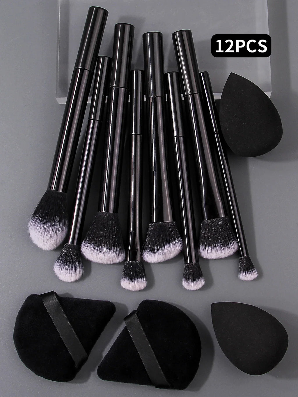 12PCS Beginner Makeup Brush & Sponge Set – Soft & Portable