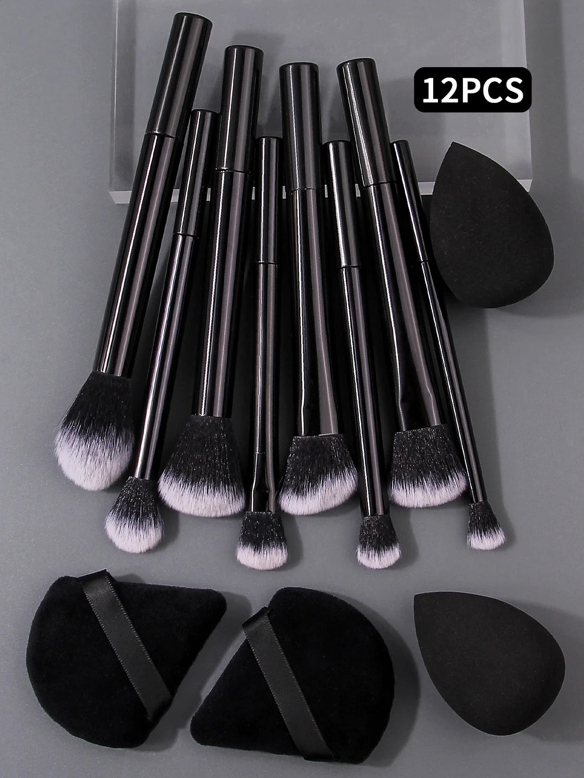 12PCS Beginner Makeup Brush & Sponge Set – Soft & Portable