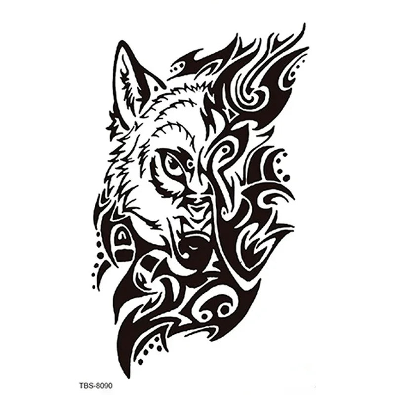Animal Temporary Tattoo Stickers – Whale Deer Panda Black Line