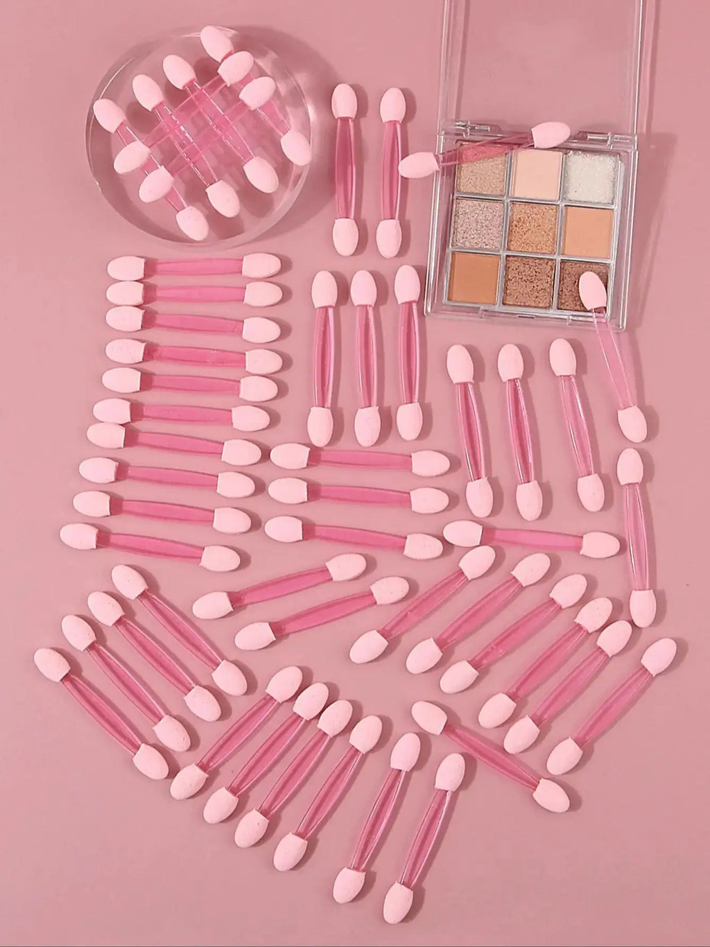50pcs Pink Double-Ended Eyeshadow Applicator Sponge Sticks