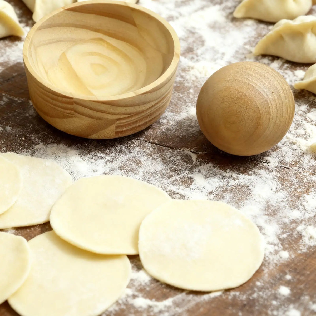 Wood Dumpling Skin Maker – Manual Dough Press Mold