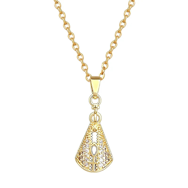 Geometric Pendant Necklace Gold Stainless Steel Clavicle Chain