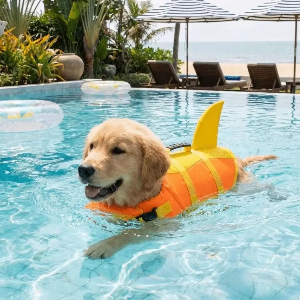 Shark Shape Dog Life Jacket – Buoyancy Swim Vest XS–XXL