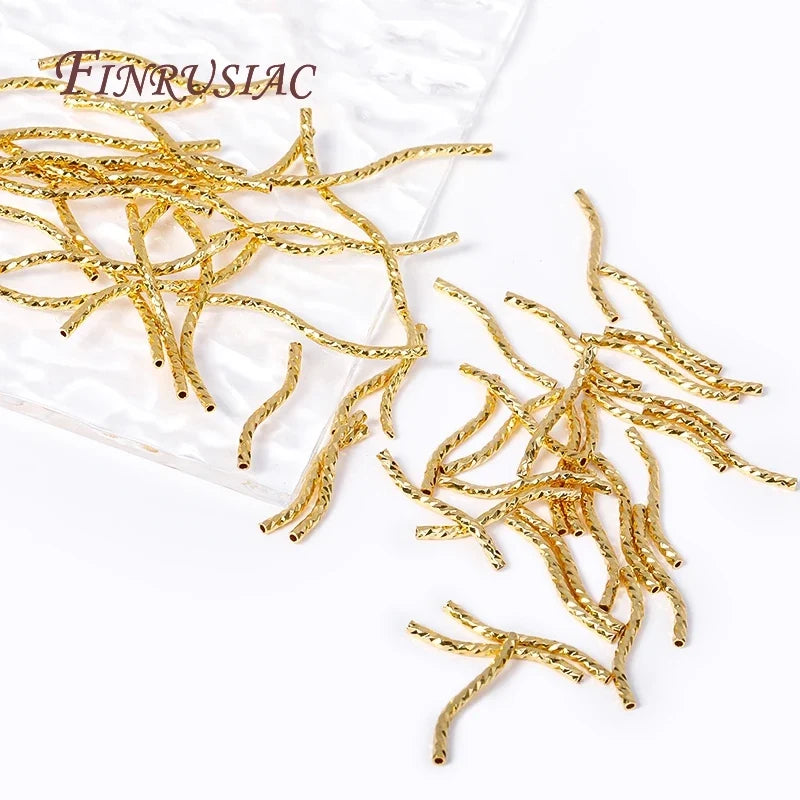 18K Gold Plated S-Shape Twisted Tube Bead Connector – Brass