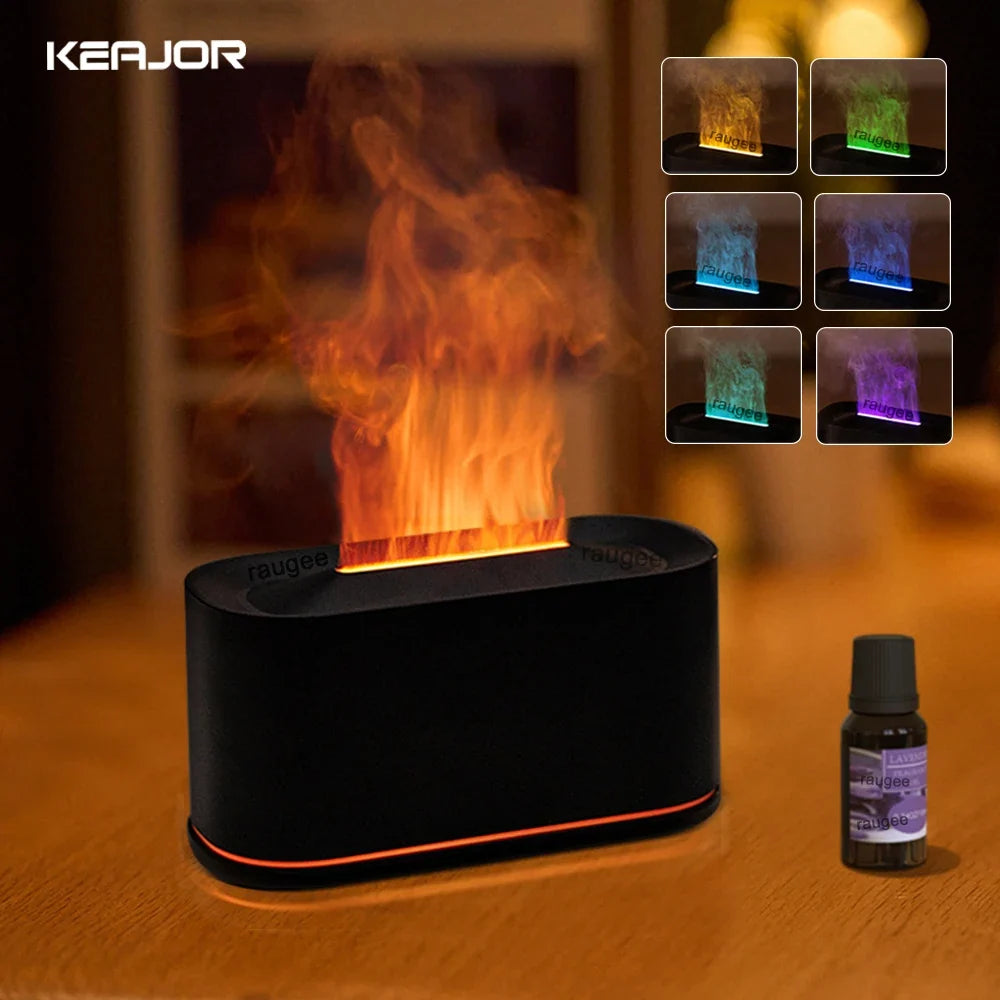 Raugee Flame Aroma Diffuser & Humidifier with LED Night Light