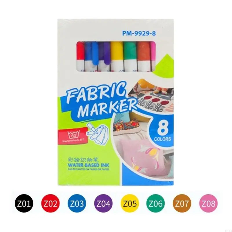 Water-Based Fabric Marker Set – 8 Colors for Cloth & Canvas