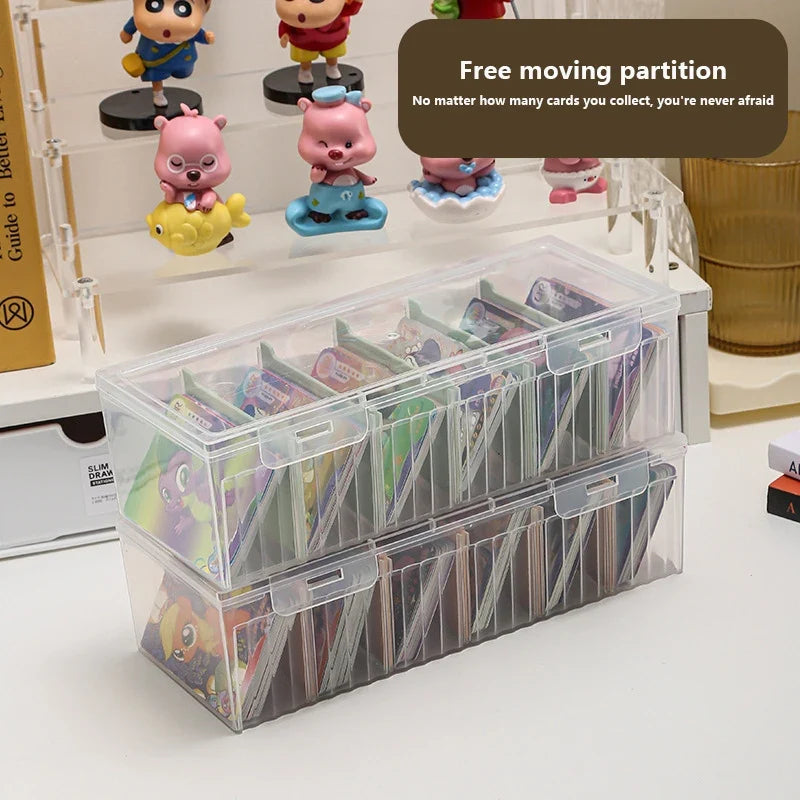 Clear Card Storage Box – Holds 550+ Cards & Adjustable Dividers