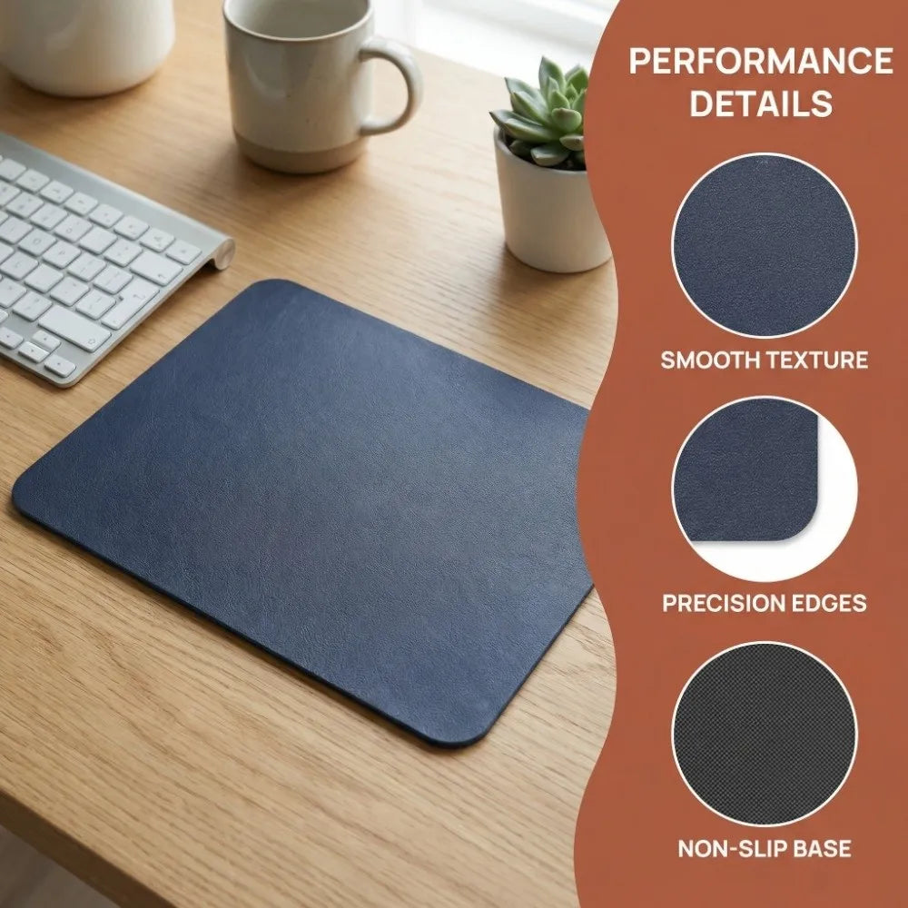 PU Leather Mouse Pad – Non-Slip Gaming Desk Mat | 250×210mm