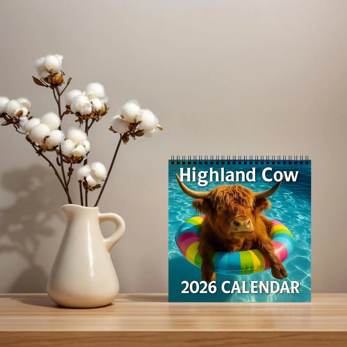2026 Highland Cow Wall Calendar – 12 Month Monthly Planner