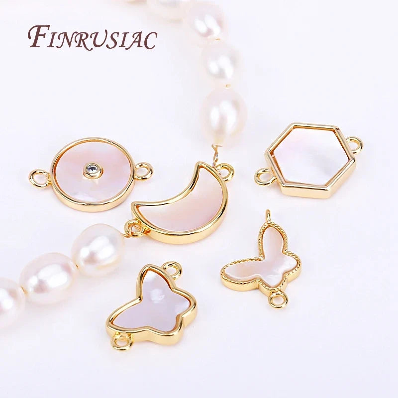 18K Gold Plated Shell Geometry Connector Charms | DIY Pendants