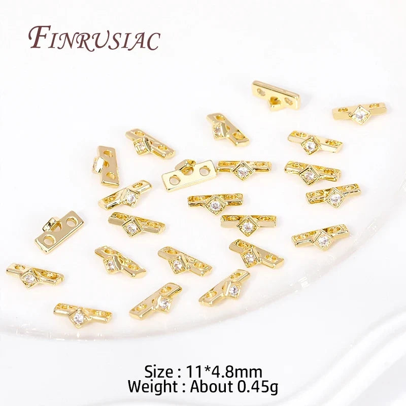 18K Gold Plated Zircon Flower Spacer Bars | 2/3 Hole Separators