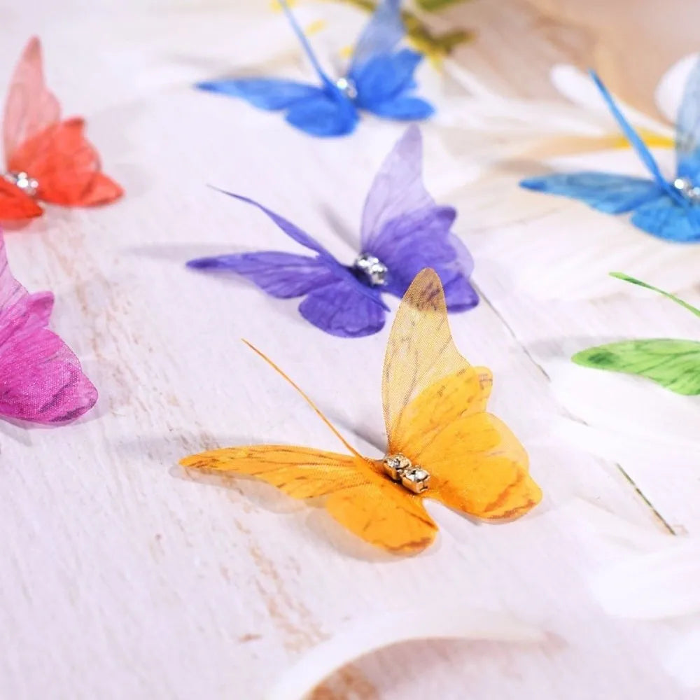 50Pcs 3D Organza Butterfly Appliques – Colorful Mesh Patches