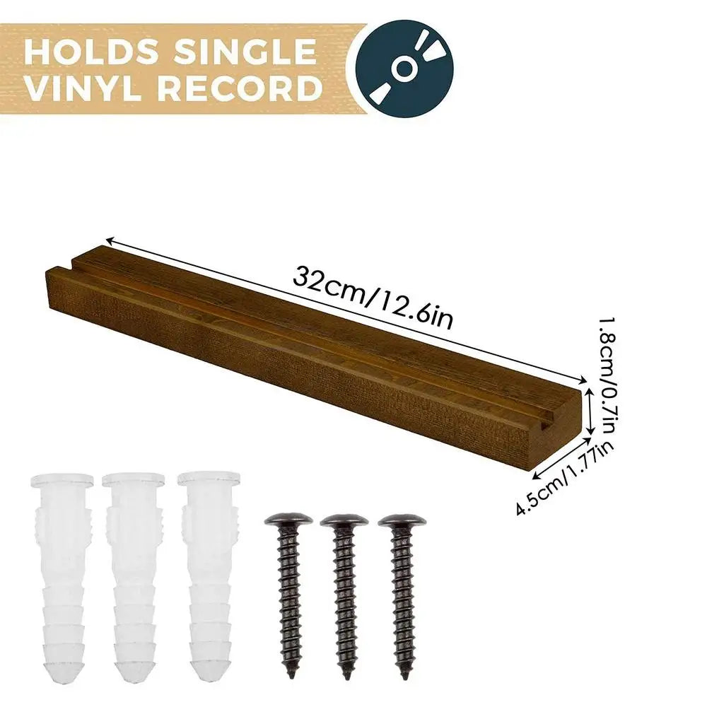 Solid Wood Vinyl Record Wall Shelf – Retro Display Mount