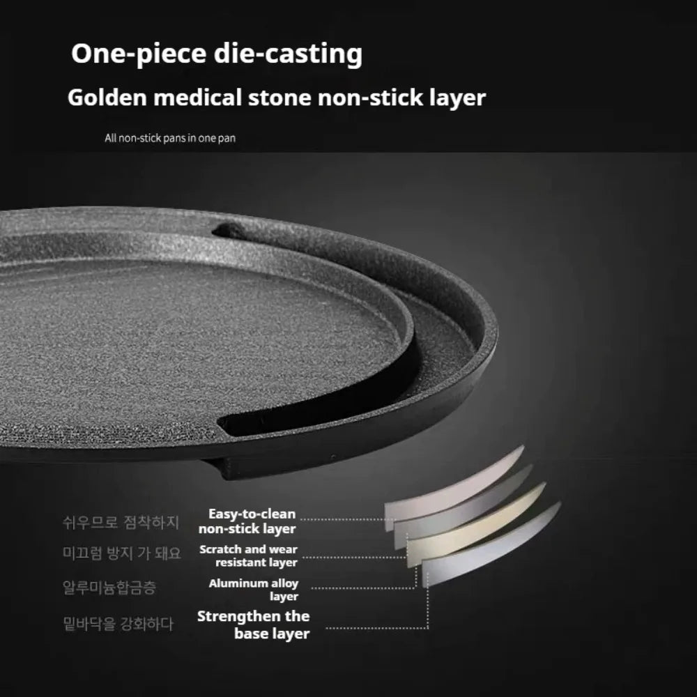 Korean Nonstick BBQ Grill Pan – Cast Aluminum Indoor/Outdoor