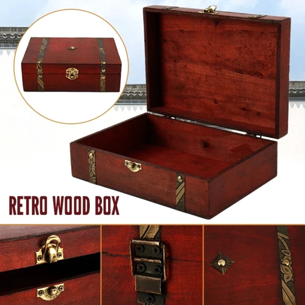 Vintage Wooden Jewelry Box – Pirate Treasure Organizer