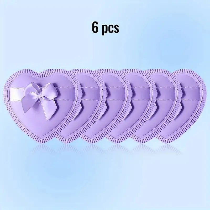 6-Pack Heart-Shaped Makeup Sponge Puffs – Dry & Wet Use