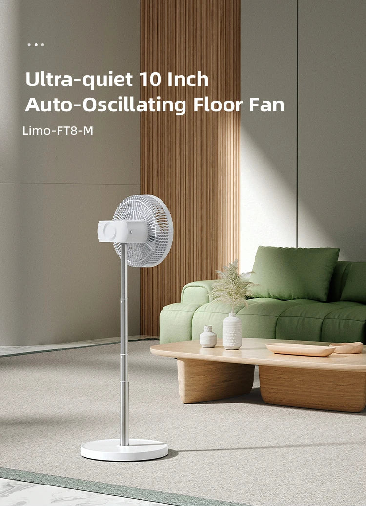 10-Inch Rechargeable Oscillating Floor Fan – 4 Speed Remote