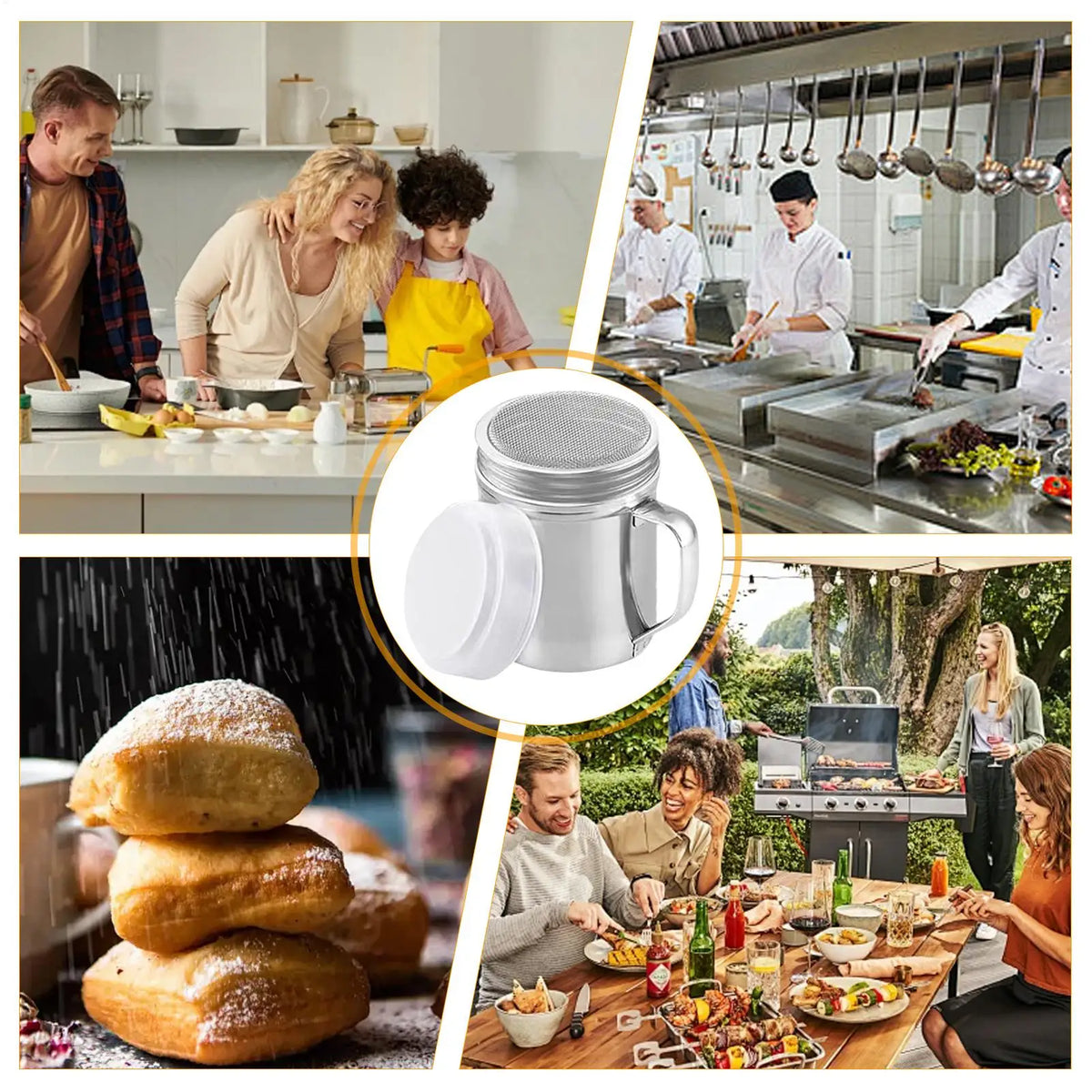 Stainless Steel Powdered Sugar & Spice Shaker with Handle