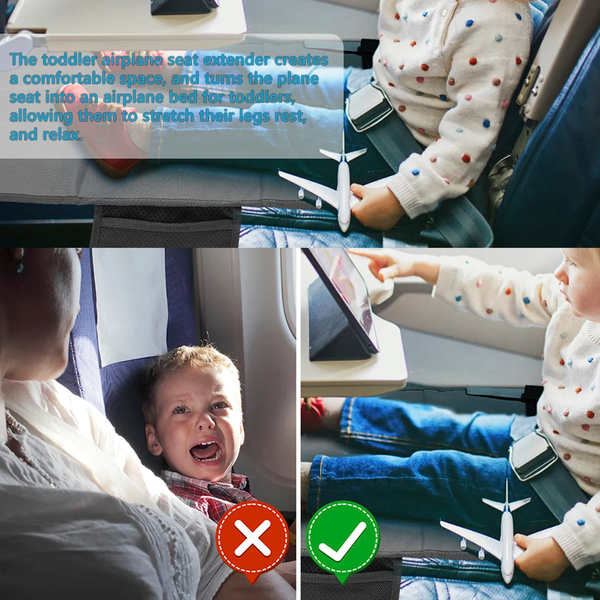 Toddler Airplane Seat Extender & Footrest Travel Bed