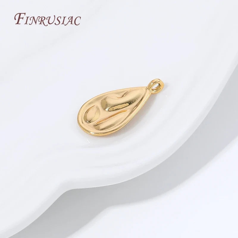 18K Gold Plated Teardrop Charms | Brass Water Drop Pendants