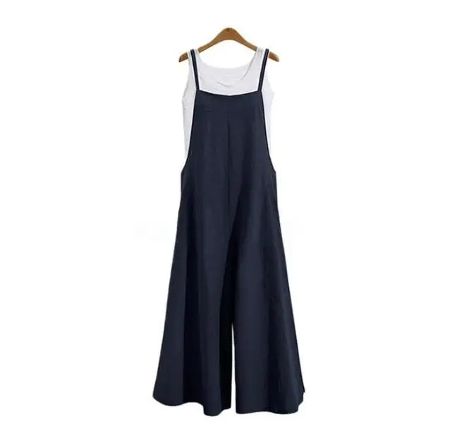 Women's Wide Leg Bib Overalls – Cotton Jumpsuit S–5XL