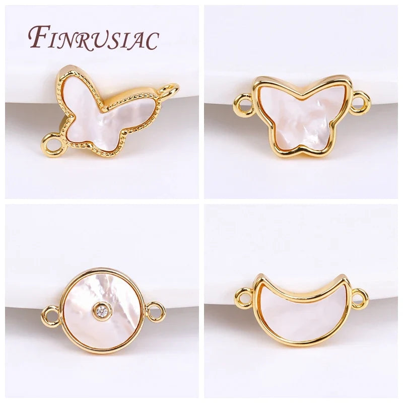 18K Gold Plated Shell Geometry Connector Charms | DIY Pendants