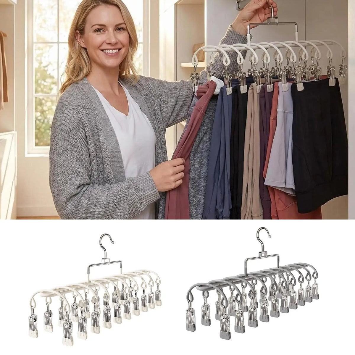 Multi-Clip Pants Hanger – Stainless Steel Closet Organizer