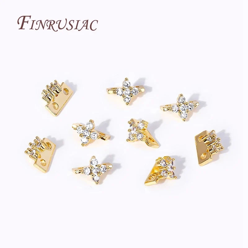 18K Gold Plated Zircon Flower Connector Spacer Beads – DIY Jewelry