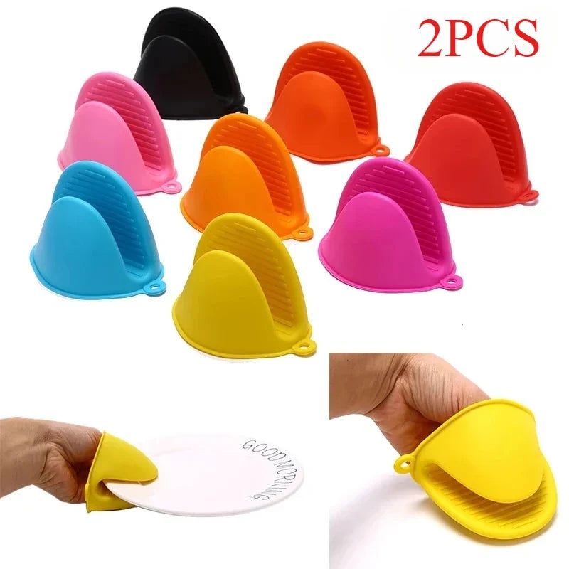 2-Pack Silicone Oven Mitts Non-Slip Heat-Resistant Kitchen Gloves