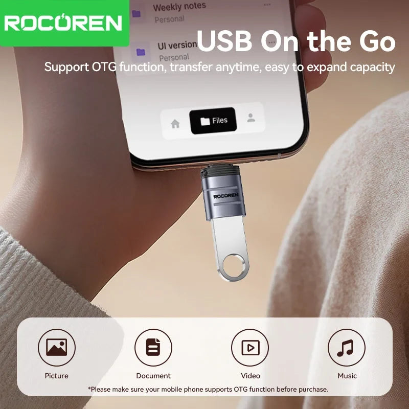 Rocoren USB-C to USB-A OTG Adapter USB 3.2 5Gbps Converter
