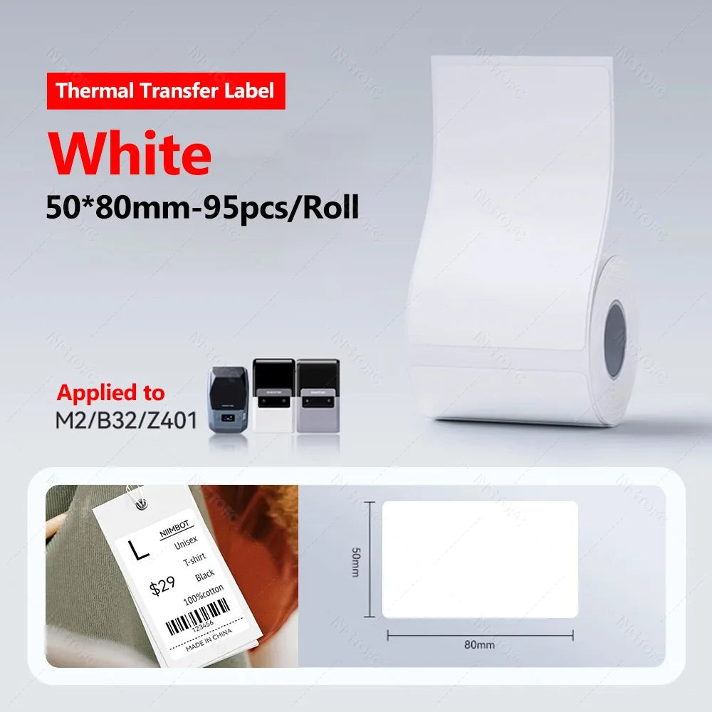 Niimbot M2/M3 Thermal Transfer Labels – White, Clear & Silver
