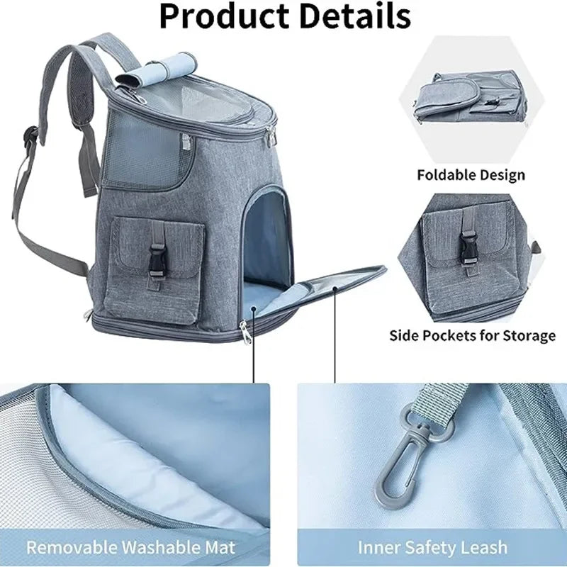 Breathable Pet Travel Backpack with Side Pockets | Hiking