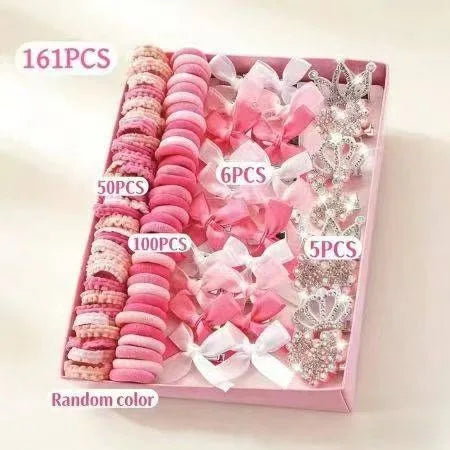 Girls Elastic Floral Bow Hair Bands & Bunny Ear Hair Ties Set