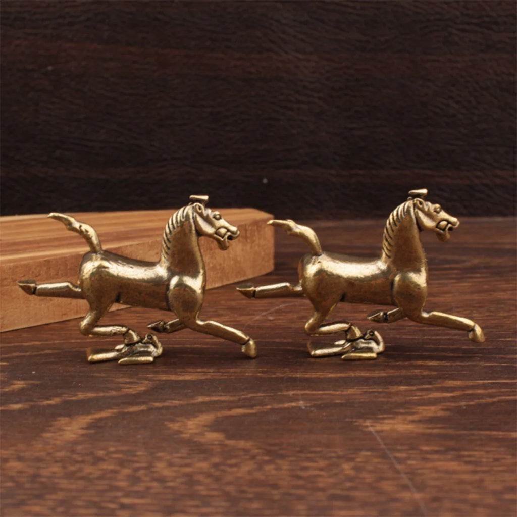 Brass Horse Figurine Feng Shui Zodiac Lucky Statue Home Decor