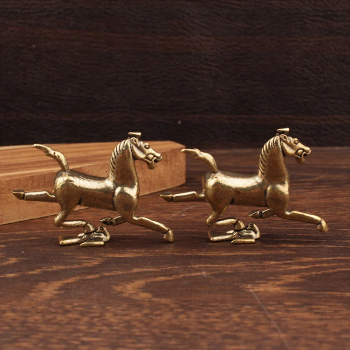 Brass Horse Figurine Feng Shui Zodiac Lucky Statue Home Decor