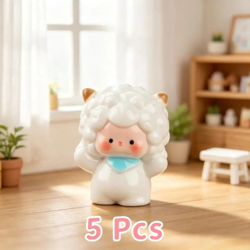 Miniature Sheep Lamb Resin Figurines Fairy Garden Ornaments 5/6Pcs