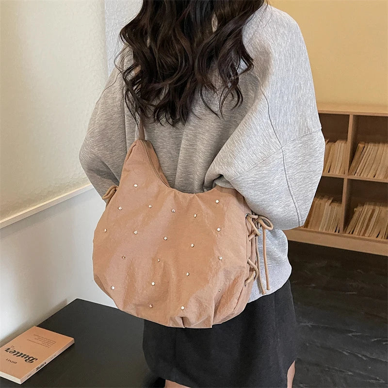 Women's Rivet Dumpling Crossbody Bag – Large Capacity Shoulder Bag
