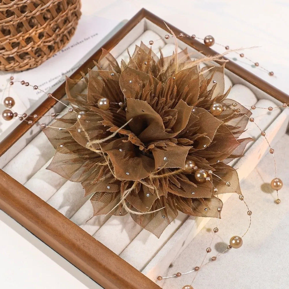 3D Organza Pearl Flower Patch – Handmade DIY Sewing Decal