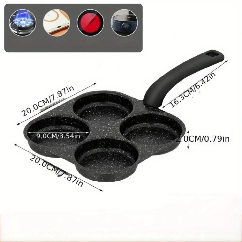 Nonstick 4-Cup Egg Pan Cast Iron Gas & Induction Compatible